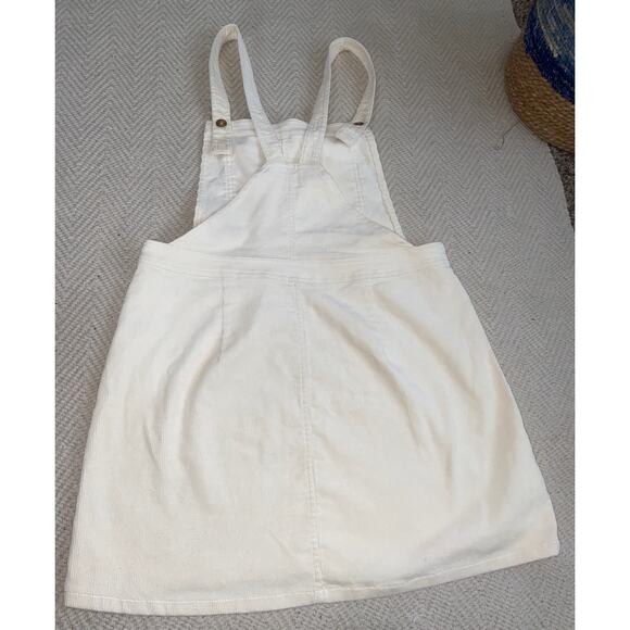 H&M Divided Corduroy Ruffle Cream Overall Dress Women Size 16 Regular - Picture 5 of 5